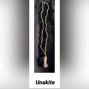MALA & MANTRA- New!! Unakite gemstone necklace ! . Genuine!!